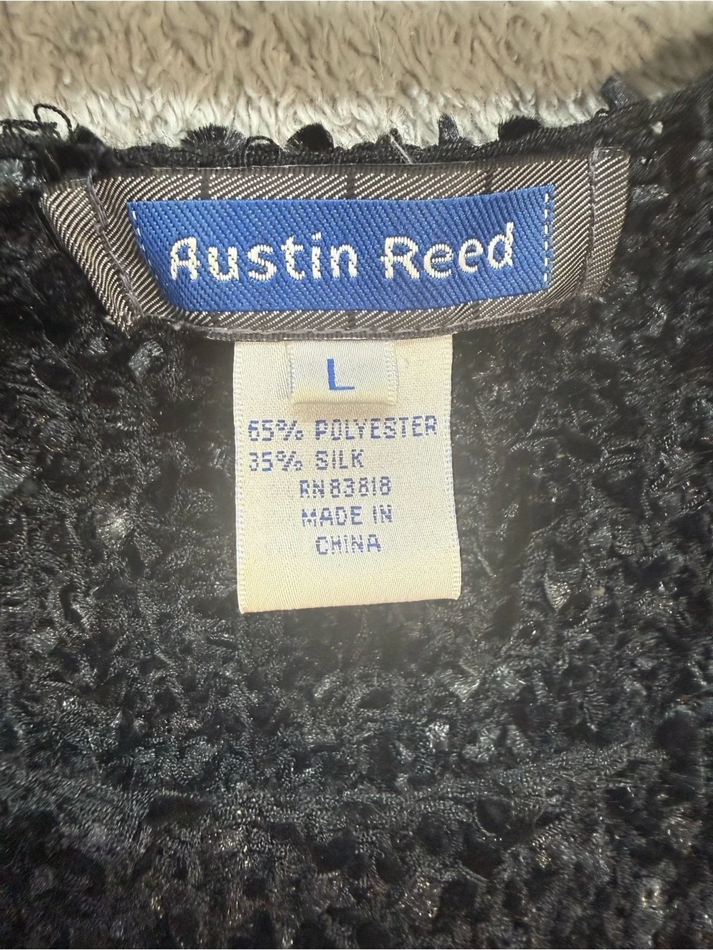 Austin Reed Black Popcorn Knit Silk Blend Sleeveless Top Tank Sweater